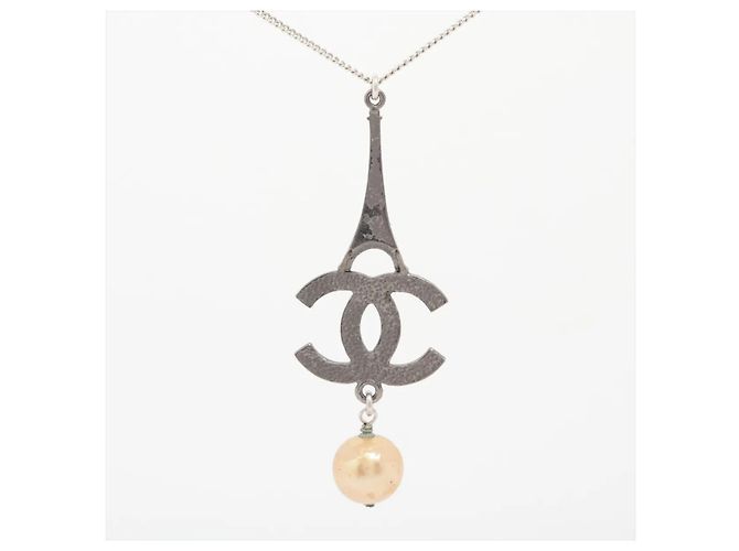 Pendente Chanel CC Paris Button in metallo 21 cm Argento - vista 2