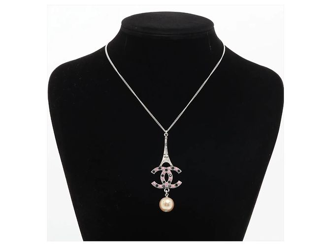 Pendente Chanel CC Paris Button in metallo 21 cm Argento - vista 5