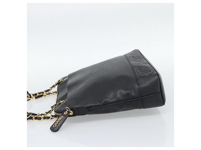 Chanel Triple CC Chain Shoulder Caviar Leather Nero - vista 3