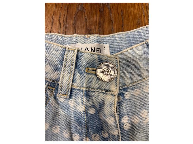 Vaqueros de pierna ancha con monograma azul claro Chanel - vista 12
