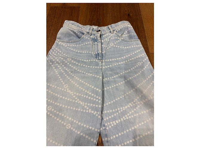 Vaqueros de pierna ancha con monograma azul claro Chanel - vista 2