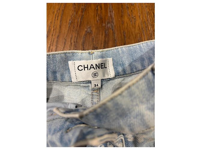 Vaqueros de pierna ancha con monograma azul claro Chanel - vista 3