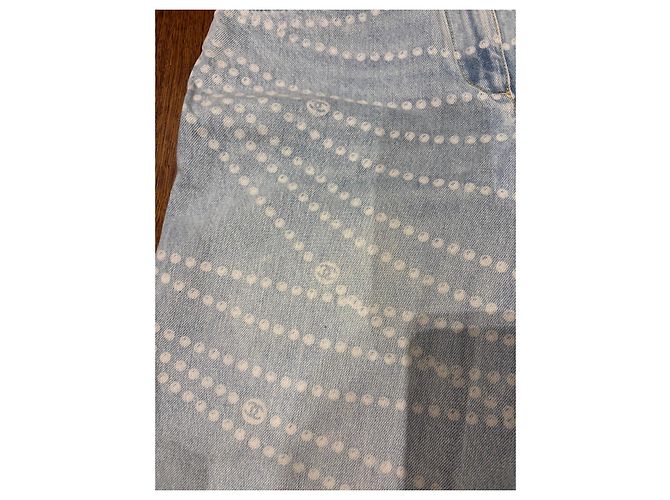 Vaqueros de pierna ancha con monograma azul claro Chanel - vista 6