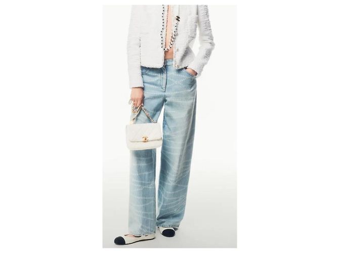 Vaqueros de pierna ancha con monograma azul claro Chanel - vista 7