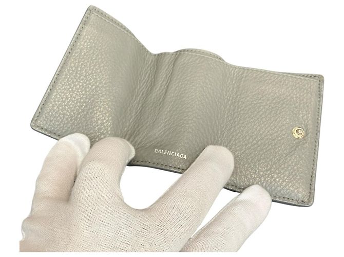 Mini billetera tríptico de cuero Paper de Balenciaga Castaño - vista 3