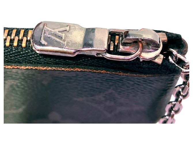 Louis Vuitton Monogram Eclipse Pochette Clé Wallet/Coin Case Marrone Nero - vista 5