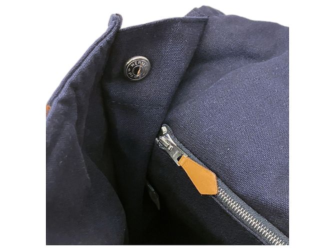Hermès Borsa Tote Hermes Fourre-Tout Bassas MM Blu navy - vista 6