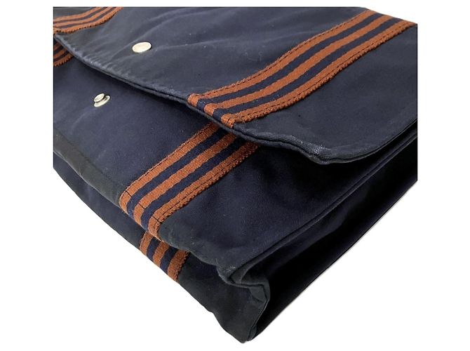 Hermès Borsa Tote Hermes Fourre-Tout Bassas MM Blu navy - vista 7