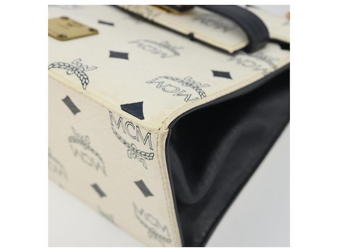 Borsa MCM Vicetos Logogram PVC Pelle 2way White Gold Auth 193908 Bianco D'oro - vista 12
