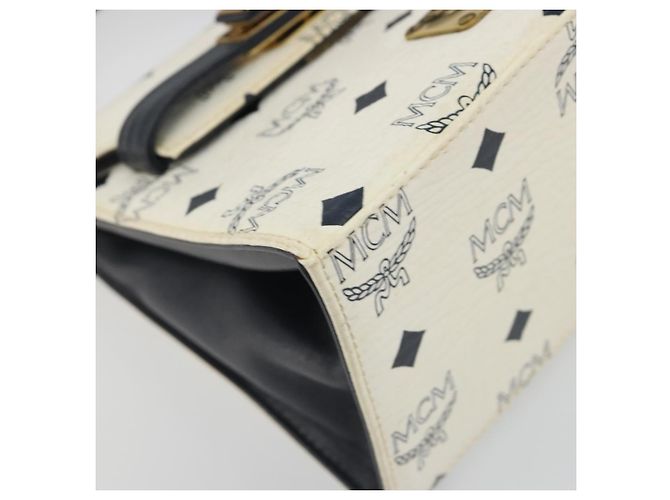 Borsa MCM Vicetos Logogram PVC Pelle 2way White Gold Auth 193908 Bianco D'oro - vista 13