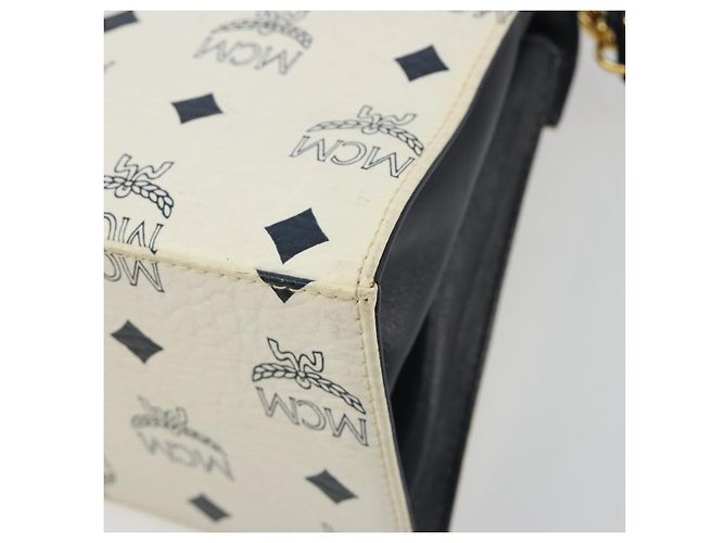 Borsa MCM Vicetos Logogram PVC Pelle 2way White Gold Auth 193908 Bianco D'oro - vista 14