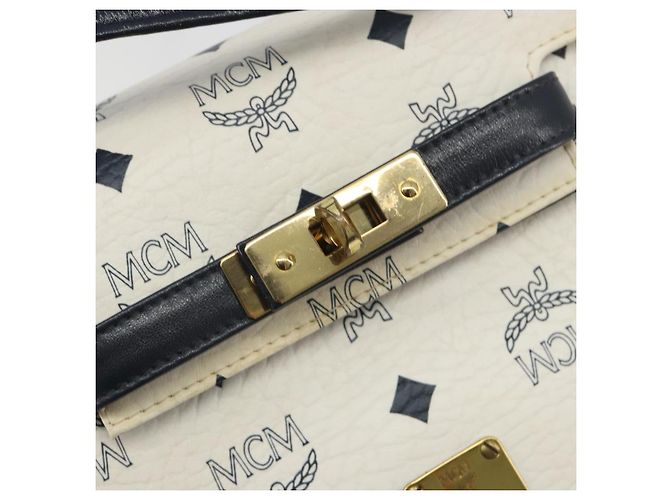 Borsa MCM Vicetos Logogram PVC Pelle 2way White Gold Auth 193908 Bianco D'oro - vista 16