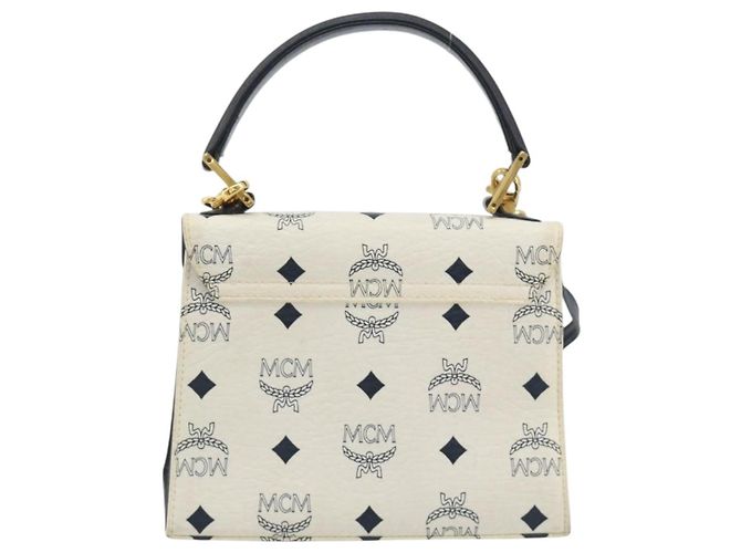 Borsa MCM Vicetos Logogram PVC Pelle 2way White Gold Auth 193908 Bianco D'oro - vista 3