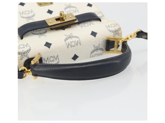 Borsa MCM Vicetos Logogram PVC Pelle 2way White Gold Auth 193908 Bianco D'oro - vista 7