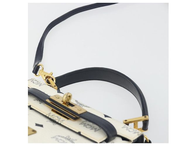 Borsa MCM Vicetos Logogram PVC Pelle 2way White Gold Auth 193908 Bianco D'oro - vista 8