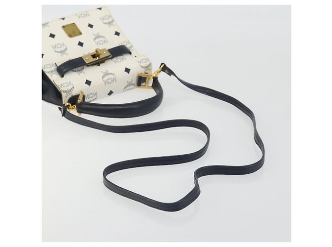 Borsa MCM Vicetos Logogram PVC Pelle 2way White Gold Auth 193908 Bianco D'oro - vista 9