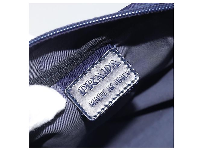 Pochette PRADA Nylon Navy Silver Auth 191985A Prata Azul marinho - vista 11