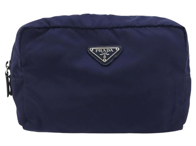 Pochette PRADA Nylon Navy Silver Auth 191985A Prata Azul marinho - vista 13