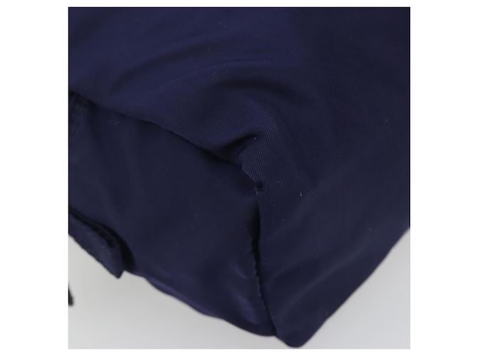 Pochette PRADA Nylon Navy Silver Auth 191985A Prata Azul marinho - vista 14