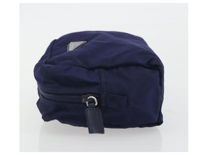 Pochette PRADA Nylon Navy Silver Auth 191985A Prata Azul marinho - vista 4