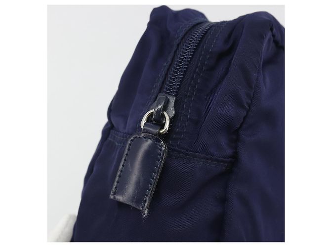 Pochette PRADA Nylon Navy Silver Auth 191985A Prata Azul marinho - vista 8