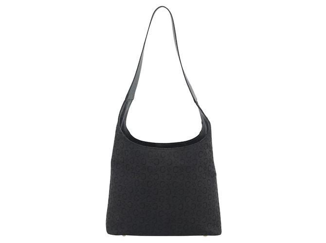 Céline Borsa a Spalla CELINE C Macadam Canvas Nero Oro Auth 194894A D'oro - vista 13