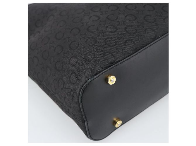 Céline Borsa a Spalla CELINE C Macadam Canvas Nero Oro Auth 194894A D'oro - vista 14
