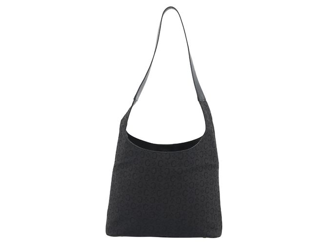 Céline Borsa a Spalla CELINE C Macadam Canvas Nero Oro Auth 194894A D'oro - vista 2