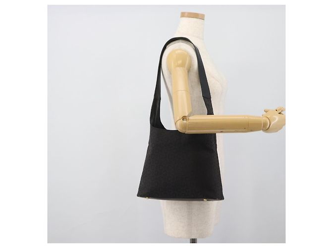 Céline Borsa a Spalla CELINE C Macadam Canvas Nero Oro Auth 194894A D'oro - vista 24