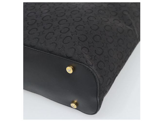 Céline Borsa a Spalla CELINE C Macadam Canvas Nero Oro Auth 194894A D'oro - vista 9