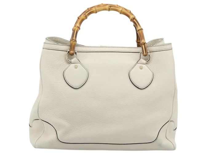 Borsa a mano GUCCI Bamboo in pelle bianco oro 282317 Auth bs36540 D'oro - vista 3