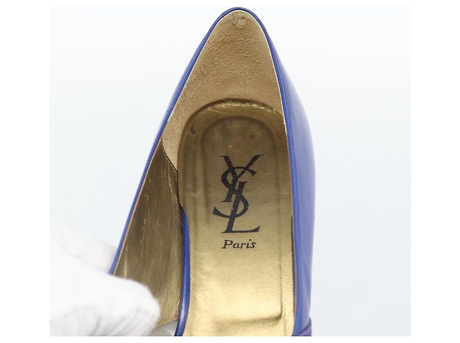 Décolleté SAINT LAURENT in pelle 37 Blu Auth 193709M - vista 12