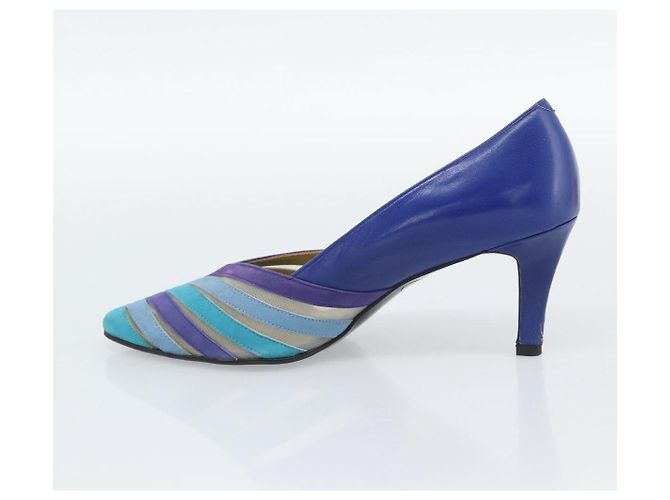 Décolleté SAINT LAURENT in pelle 37 Blu Auth 193709M - vista 15