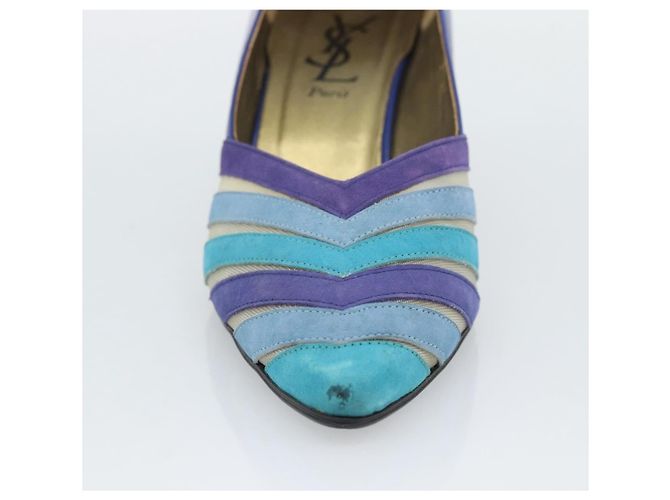 Décolleté SAINT LAURENT in pelle 37 Blu Auth 193709M - vista 17