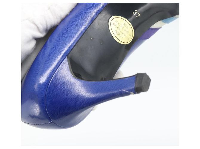 Décolleté SAINT LAURENT in pelle 37 Blu Auth 193709M - vista 21