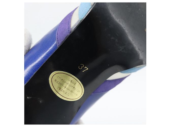 Décolleté SAINT LAURENT in pelle 37 Blu Auth 193709M - vista 22