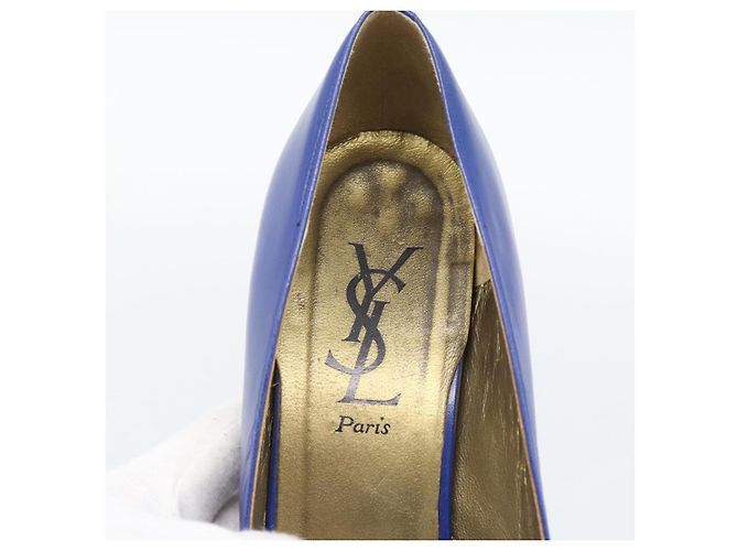 Décolleté SAINT LAURENT in pelle 37 Blu Auth 193709M - vista 23