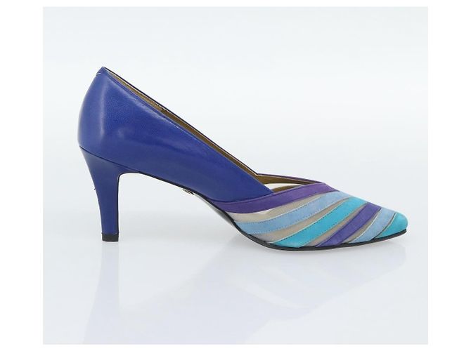 Décolleté SAINT LAURENT in pelle 37 Blu Auth 193709M - vista 4