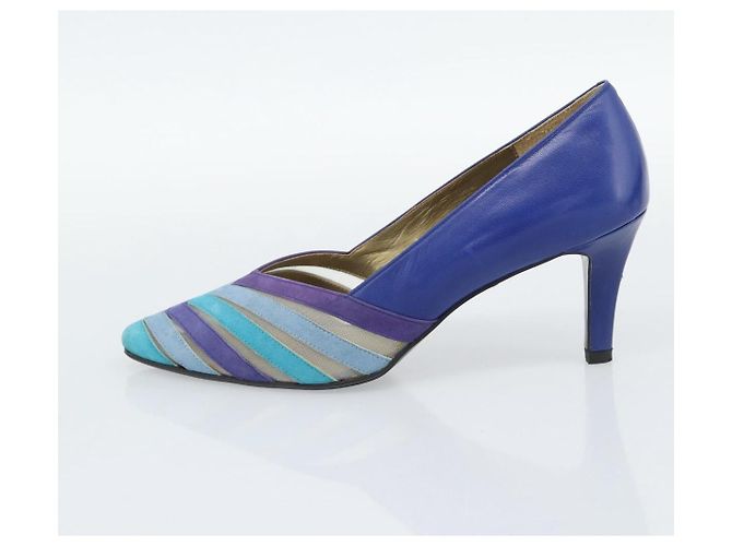 Décolleté SAINT LAURENT in pelle 37 Blu Auth 193709M - vista 5