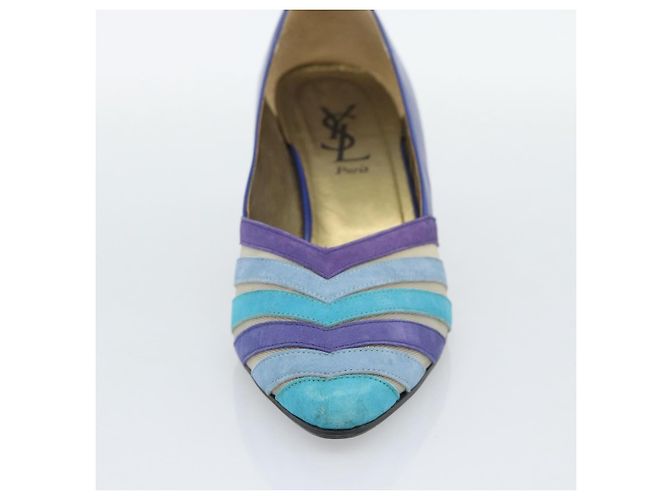 Décolleté SAINT LAURENT in pelle 37 Blu Auth 193709M - vista 6
