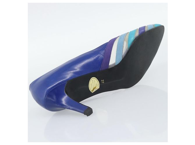 Décolleté SAINT LAURENT in pelle 37 Blu Auth 193709M - vista 8