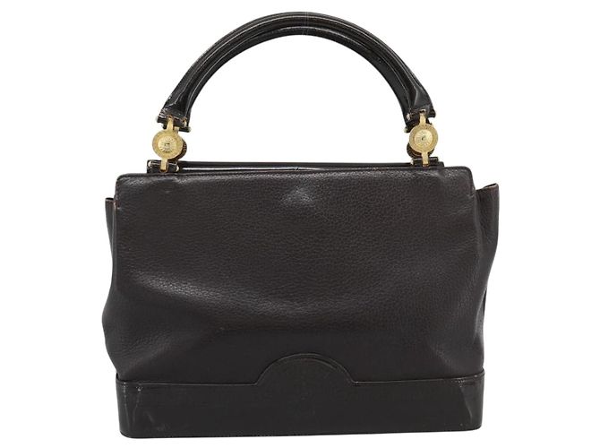 Bolsa de mão VERSACE em couro marrom com detalhes em tom dourado Auth BA14561 - vista 13