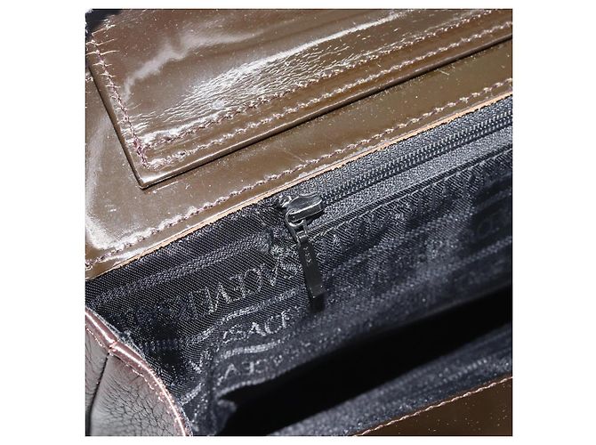 Bolsa de mão VERSACE em couro marrom com detalhes em tom dourado Auth BA14561 - vista 19