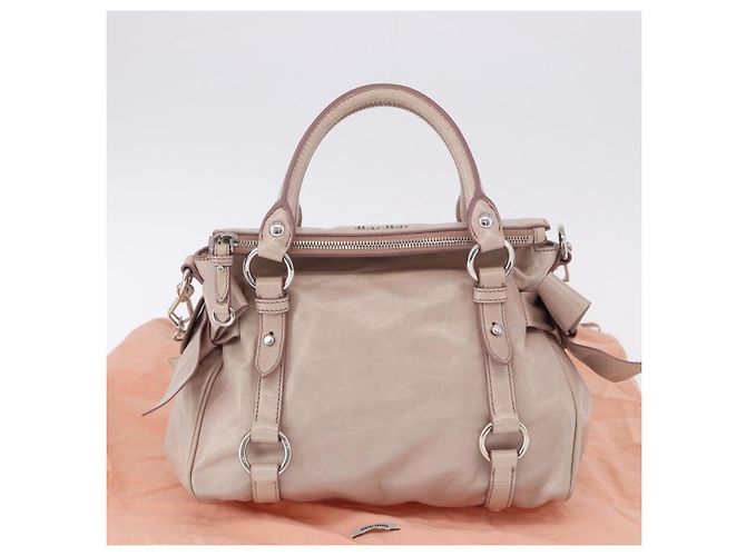 Borsa Miu Miu Side Ribbon in pelle 2way Rosa Argento Auth bs36679V - vista 12
