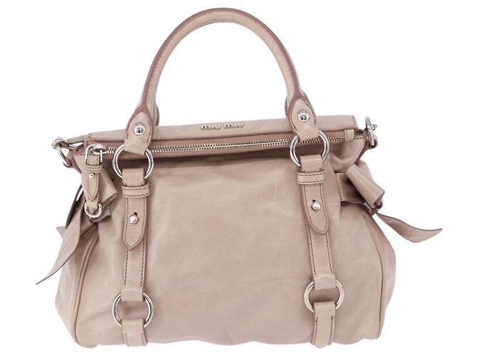 Borsa Miu Miu Side Ribbon in pelle 2way Rosa Argento Auth bs36679V - vista 13