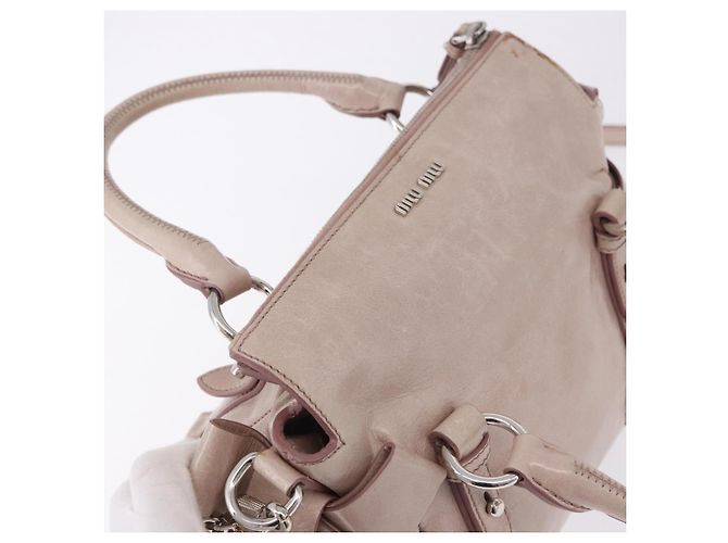 Borsa Miu Miu Side Ribbon in pelle 2way Rosa Argento Auth bs36679V - vista 14