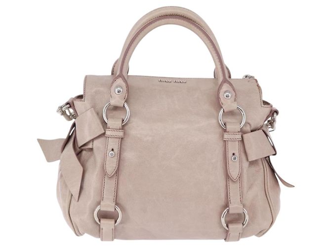 Borsa Miu Miu Side Ribbon in pelle 2way Rosa Argento Auth bs36679V - vista 2