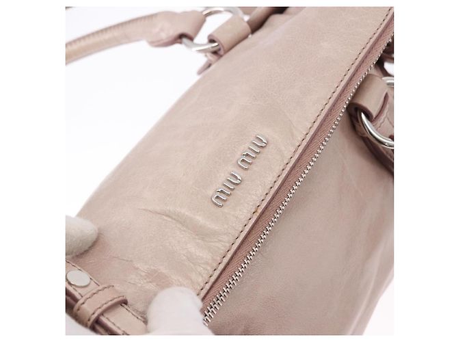 Borsa Miu Miu Side Ribbon in pelle 2way Rosa Argento Auth bs36679V - vista 21