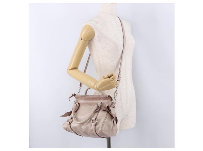 Borsa Miu Miu Side Ribbon in pelle 2way Rosa Argento Auth bs36679V - vista 27