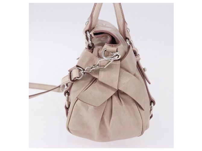Borsa Miu Miu Side Ribbon in pelle 2way Rosa Argento Auth bs36679V - vista 3